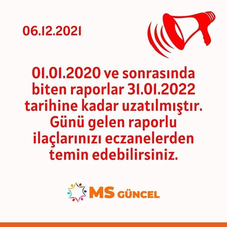 İlaç Teminine Yönelik Sağlık Raporları 31 Ocak 2022 Tarihine Kadar Uzatıldı