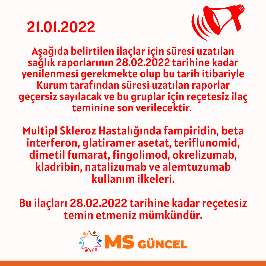 Sağlık Raporları ve Reçetesiz İlaç Temini Hakkında Yapılan Duyuru - Ocak 2022