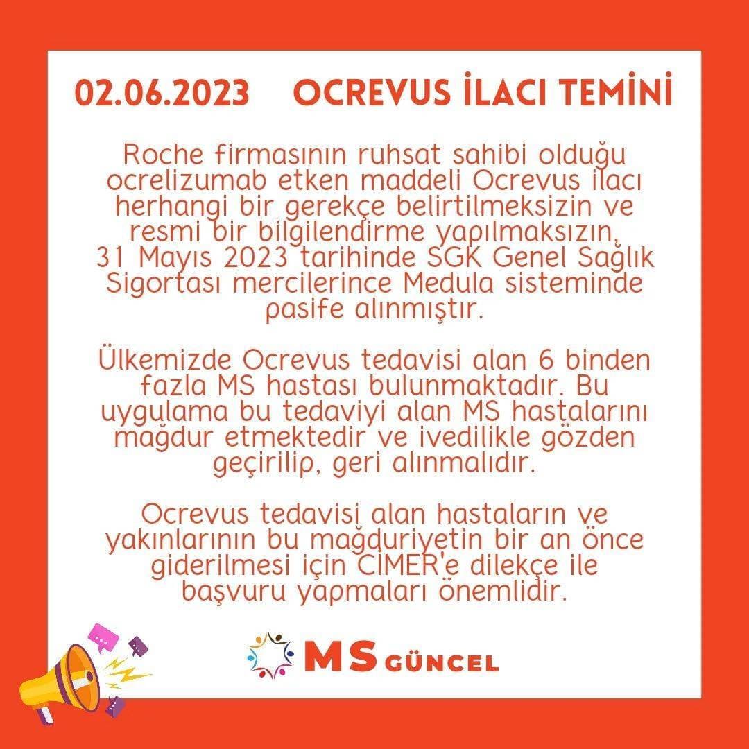 Roche'un Etkin MS Tedavisi Ocrevus SGK Tarafından Pasife Alındı