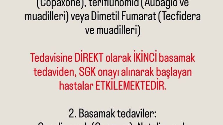 Naif MS Hastalarına Direkt Başlanan 2. Basamak İlaç Raporları Uzatılmayacak