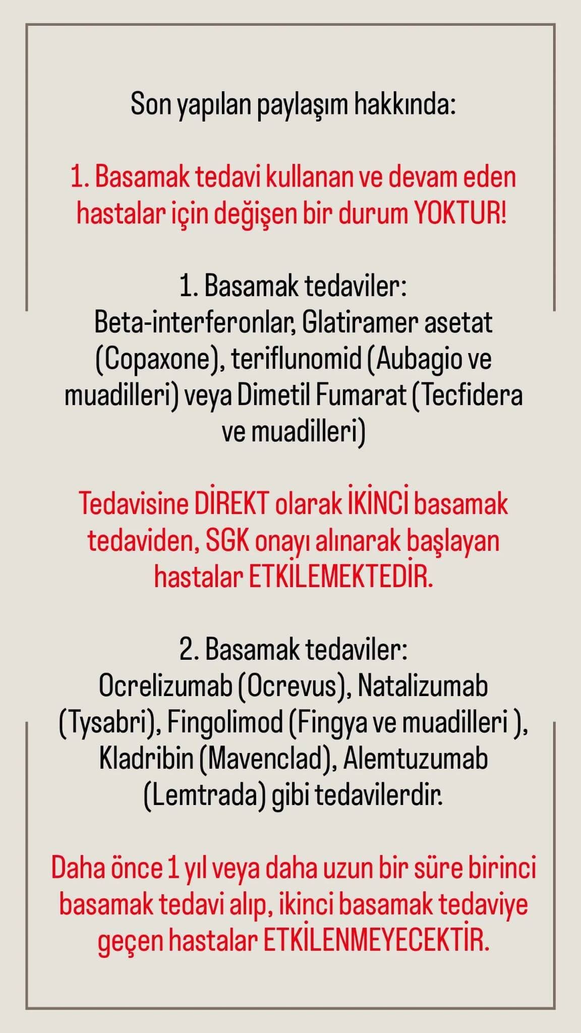 Naif MS Hastalarına Direkt Başlanan 2. Basamak İlaç Raporları Uzatılmayacak