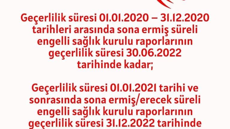 Engelli Raporları ve Kronik Hastaların İlaç ve Tıbbi Malzeme Temini Hakkında Alınan Tedbirler Hakkında
