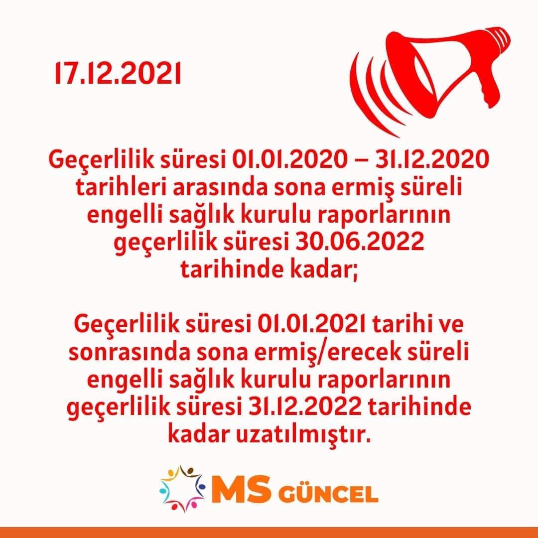 Engelli Raporları ve Kronik Hastaların İlaç ve Tıbbi Malzeme Temini Hakkında Alınan Tedbirler Hakkında