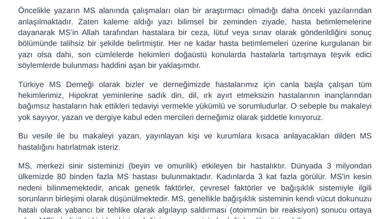 Türkiye MS Derneği - Basın açıklaması